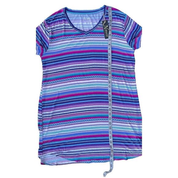 Natural Reflections Blue Tribal Stripe Multi Color Loose Fit Sleep Shirt Size L - Picture 11 of 16